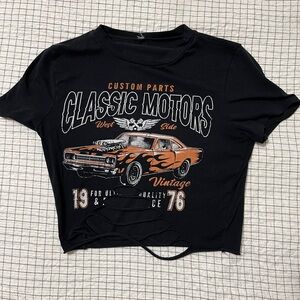 Graphic T shirt with cutouts